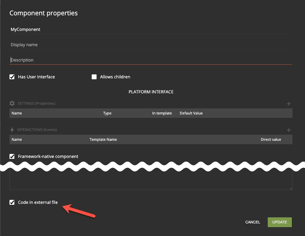 External component setting